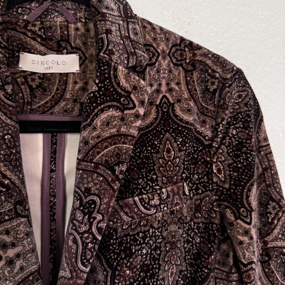 Circolo 1901 Blazer Jacket Women 40 IT Velvet Paisley Floral Preppy Classic 4 US - Picture 8 of 14
